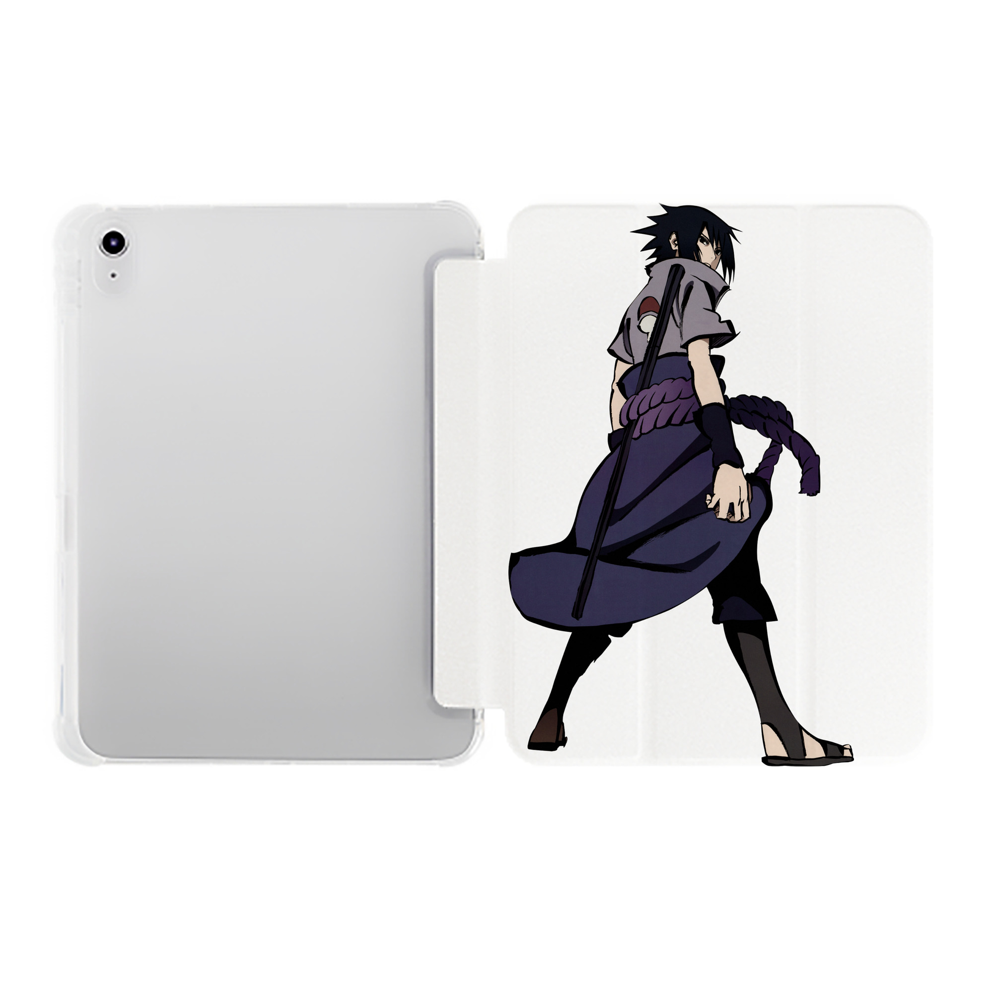 （画像用） NARUTO -ナルト- うちは サスケ Uchiha Sasuke IPad ケース ペン収納付き 三つ折りスタンド PUレザー×シリコン 対応機種9.5/10.5/10.9インチ
